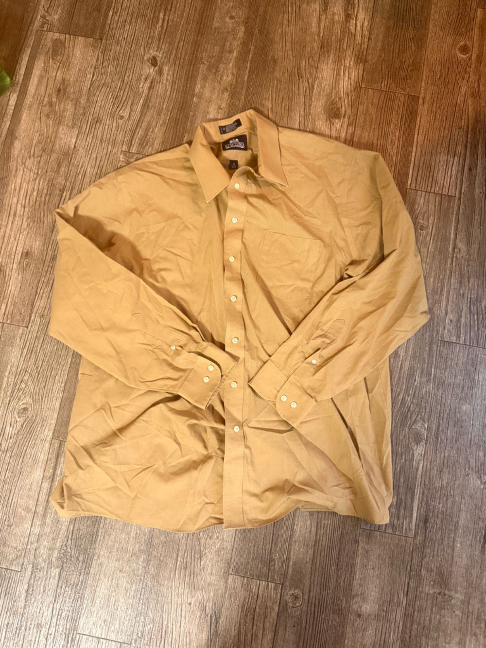 Stafford Men's Mustard Button-Down Long Sleeve Shirt